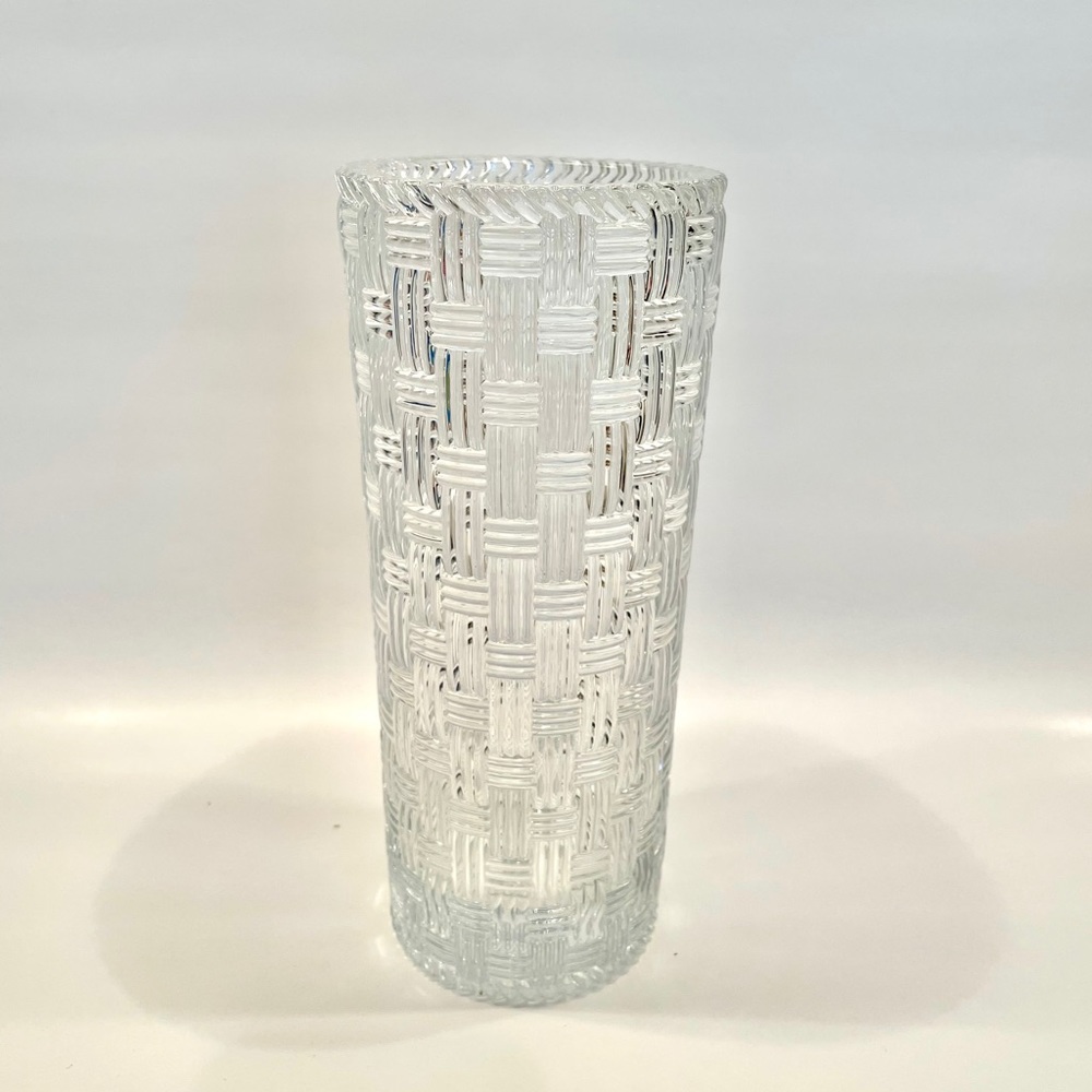 Authentic Tiffany & Co Crystal Basketweave Vase